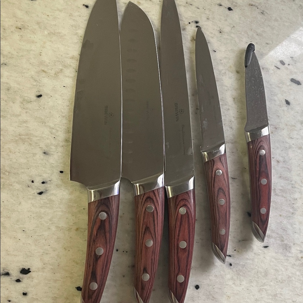 Brewin Stainless Steel Knife Set with Wooden Handles
